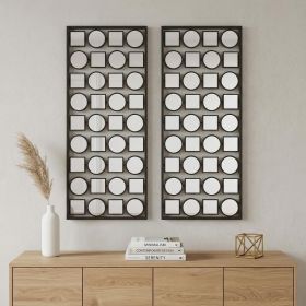 Set of Two 30" X 12" Bronze Mirrored Metal Abstract Wall Decor