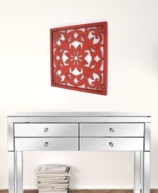 24" X 24" X 1" Red Vintage Floral - Wall Plaque