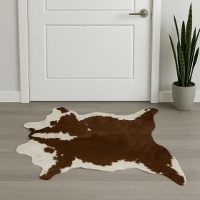 24" X 36" Brown And White Calfskin - Area Rug