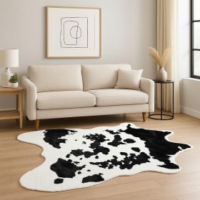 4' X 5' Black and White Faux Cowhide Animal Print Area Rug