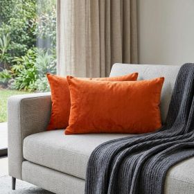 12" X 20" X 5" Orange Cowhide  Pillow 2 Pack