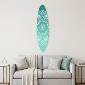 76" X 18" X 1" Wood, Blue, Serenity Surfboard Wall Art