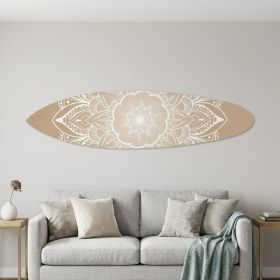 76" X 18" X 1" Wood and Tan Tranquility Surfboard Wall Art