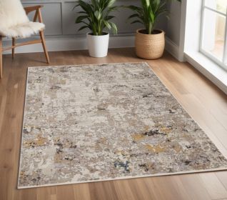 4' X 6' Silver Machine Woven Shrank Abstract Industrial Style Indoor Area Rug