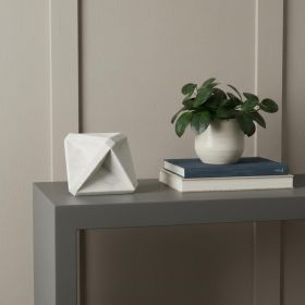 White Marble Geometric Square Sculpture