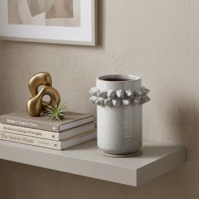 7" Organic Style Whitewash Spikely Ceramic Vase