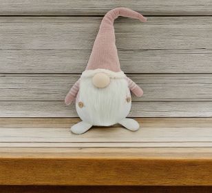 White and Pink Stripe Chubby Gnome