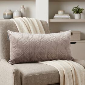 Tufted Diamonds Taupe Velvet Lumbar Accent Pillow