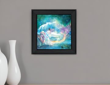 Woodland Cove Mermaid 1 Black Framed Print Wall Art
