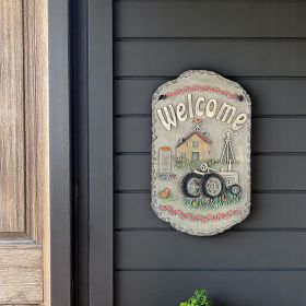 Tractor and Farm Welcome Sign Indoor Outdoor Resin Wall Decor