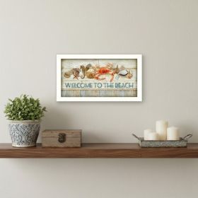 Welcome to the Beach White Framed Print Wall Art