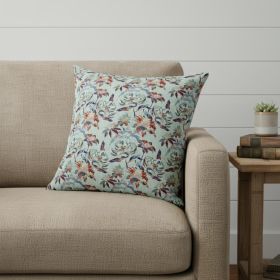 20" Red Aqua Roses Suede Throw Pillow