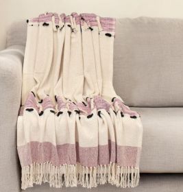 Purple Woven Cotton Abstract Throw Blanket