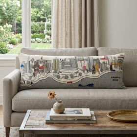 35" White Tulsa Daylight Skyline Lumbar Decorative Pillow