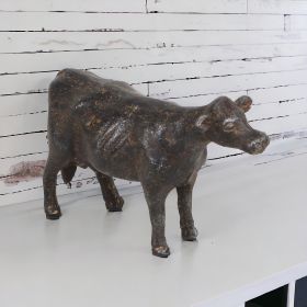 6" Black Rustic Metal Cow Figurine