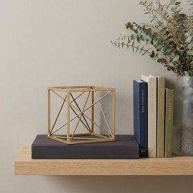 6" Gold Metal Cube Sculpture