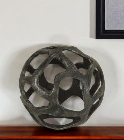 6" Natural Black Cast Iron Abstract Decorative Orb