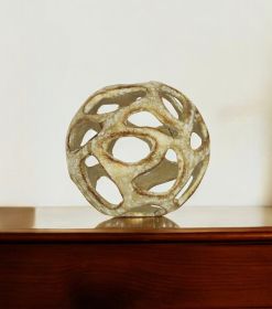 4" Rustic Gold  Cast Iron Abstract Decorative Orb