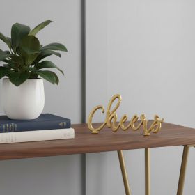 4" Gold Metal Cheers Hand Painted Sculpture