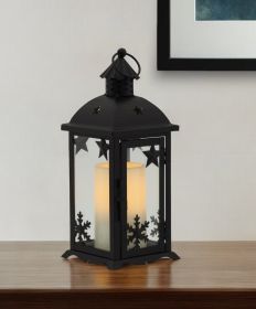 12" Bronze Metal Mirrored Centerpiece Lantern Candle Holder With Candle
