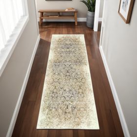 8' Camel Medallion Stain Resistant Runner Rug
