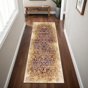8' Orange Medallion Stain Resistant Runner Rug