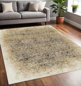 5' X 8' Camel Medallion Stain Resistant Area Rug
