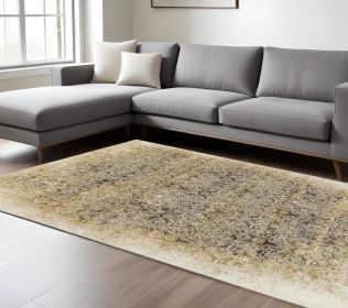 8' X 10' Camel Medallion Stain Resistant Area Rug