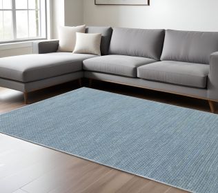 8' X 10' Light Blue Wool Handmade Stain Resistant Area Rug