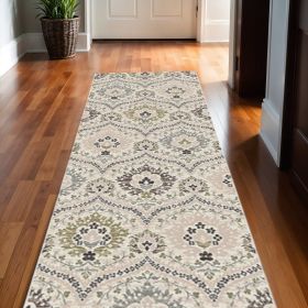 11' Runner Multi-Colored Floral Stain Resistant Runner Rug