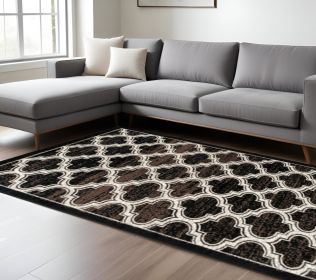 8' X 10' Black Geometric Stain Resistant Area Rug
