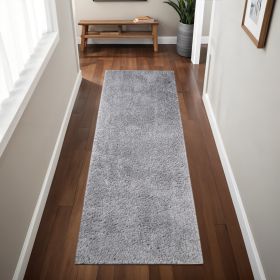 8' Silver Shag Stain Resistant Runner Rug
