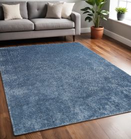 5' X 8' Blue Shag Stain Resistant Area Rug