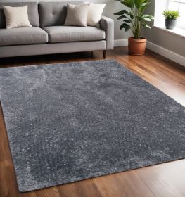 5' X 8' Grey Shag Stain Resistant Area Rug