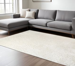 8' X 10' Ivory Shag Stain Resistant Area Rug