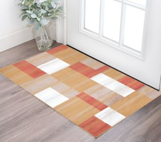 2' X 3' Terra Cotta Patchwork Power Loom Stain Resistant Area Rug