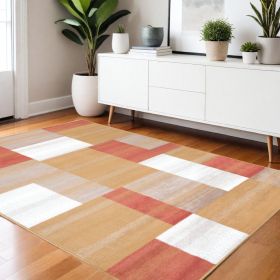 4' X 6' Terra Cotta Patchwork Power Loom Stain Resistant Area Rug