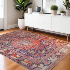 3' X 5' Brown Medallion Stain Resistant Area Rug