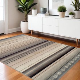4' X 6' Gray Southwest Geometric Stain Resistant Area Rug