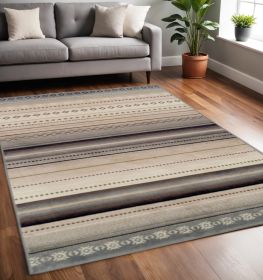8' X 10' Gray Southwest Geometric Stain Resistant Area Rug