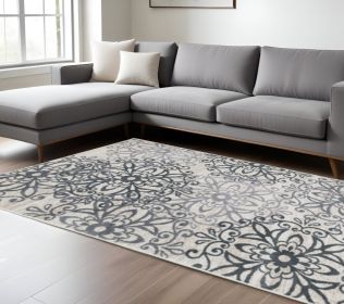 8' X 10' Oatmeal And Gray Medallion Power Loom Stain Resistant Area Rug