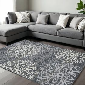 8' X 10' Slate Medallion Power Loom Stain Resistant Area Rug