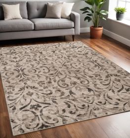 5' X 8' Bronze Floral Vines Power Loom Stain Resistant Area Rug