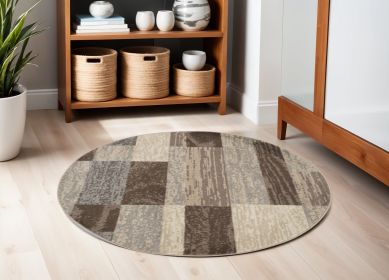 5' Round Slate Round Patchwork Power Loom Stain Resistant Area Rug