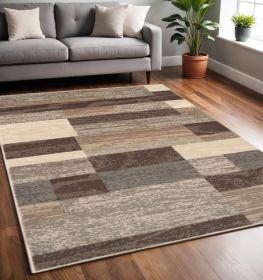 5' X 8' Slate Patchwork Power Loom Stain Resistant Area Rug
