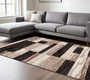 6' X 9' Chocolate Patchwork Power Loom Stain Resistant Area Rug