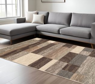 6' X 9' Slate Patchwork Power Loom Stain Resistant Area Rug