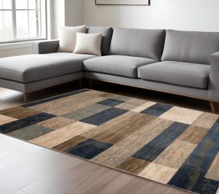 8' X 10' Midnight Navy Patchwork Power Loom Stain Resistant Area Rug