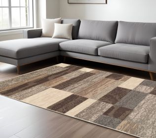 9' X 12' Slate Patchwork Power Loom Stain Resistant Area Rug