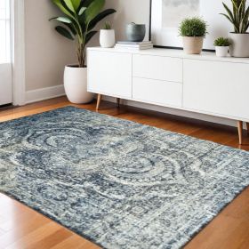 4' X 6' Taupe Abstract Power Loom Distressed Stain Resistant Area Rug